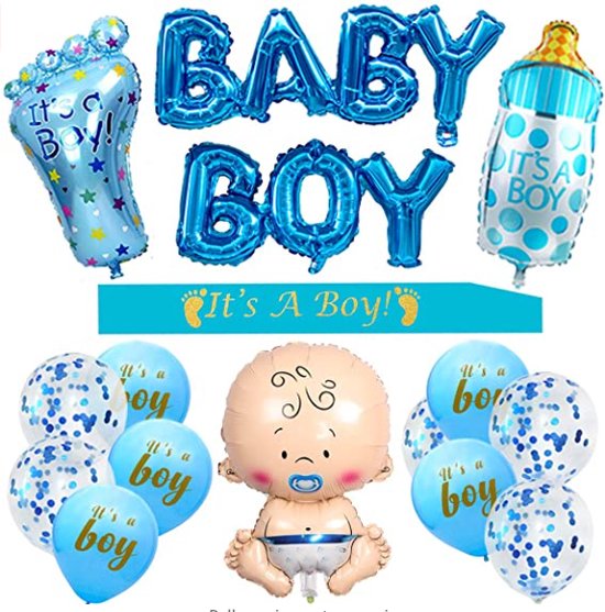 Nadruk Dag Momentum Booming Baby - Babyshower Feest pakket - Gender reveal - Geboorte jongen |  bol.com