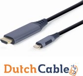 DutchCable Ultra Series - USB-C naar HDMI Kabel 1.8 Meter - Spacegrey - 4K - Macbook - Chromebook - Thunderbolt 3 - Plug & Play - Adapter - Beeldschermadapter - USB-C - 60HZ