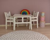 Kindertafel met stoeltjes - 1 tafel en 2 stoelen - Kindermeubel - Kinder speeltafel - Zithoogte stoel 30cm - Berken multiplex wit - Van Aaken Design - Gemaakt in Nederland