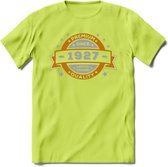 Premium Since 1927 T-Shirt | Zilver - Goud | Grappig Verjaardag en Feest Cadeau Shirt | Dames - Heren - Unisex | Tshirt Kleding Kado | - Groen - S