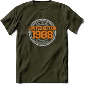 1988 Limited Edition Ring T-Shirt | Zilver - Goud | Grappig Verjaardag en Feest Cadeau Shirt | Dames - Heren - Unisex | Tshirt Kleding Kado | - Leger Groen - XL