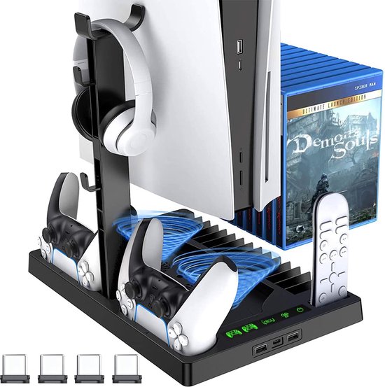 Playstation 5 standaard met ventilator en headset houder geschikt voor: PS5-console  |... | bol.com