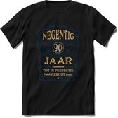 90 Jaar Legendarisch Gerijpt T-Shirt | Royal Blue - Ivoor | Grappig Verjaardag en Feest Cadeau Shirt | Dames - Heren - Unisex | Tshirt Kleding Kado | - Zwart - S