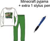 Minecraft Pyjama - Wit-groen. Maat 128 cm / 8 jaar + EXTRA 1 Stylus Pen.
