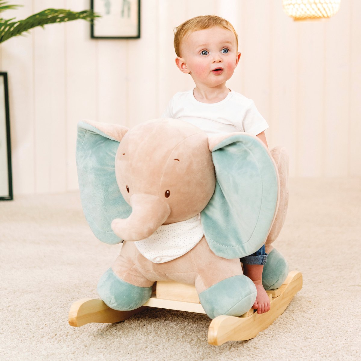 Nattou Olifant Axel - Schommelpaard - Hobbelpaard - 63x33x45 cm - Groen/Beige — afbeelding 4