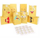 Uitdeelzakjes "Smileys" papier 40 Stuks - Uitdeelzakjes + sticker Kinderfeestje