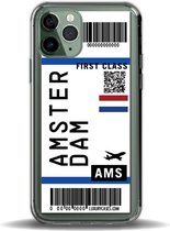 iPhone 13 case vliegticket Amsterdam - Transparant - hoesje - iPhone 13