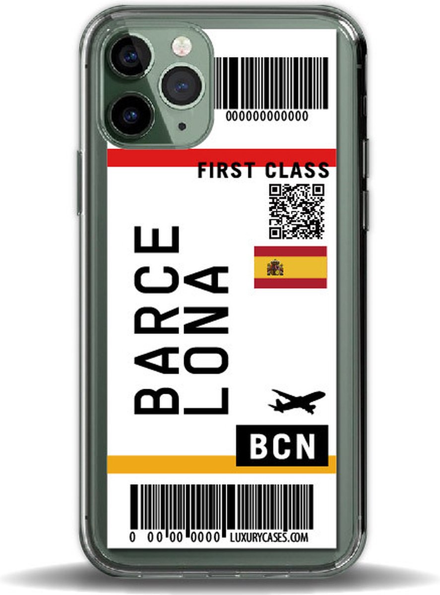 iPhone 12/12 Pro case vliegticket Barcelona - Transparant - hoesje - iPhone 12/12 Pro