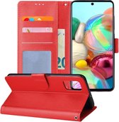 LuxeBass Hoesje geschikt voor Samsung Galaxy A71 - Bookcase Rood- portemonnee hoesje - telefoonhoes - gsm hoes - telefoonhoesjes