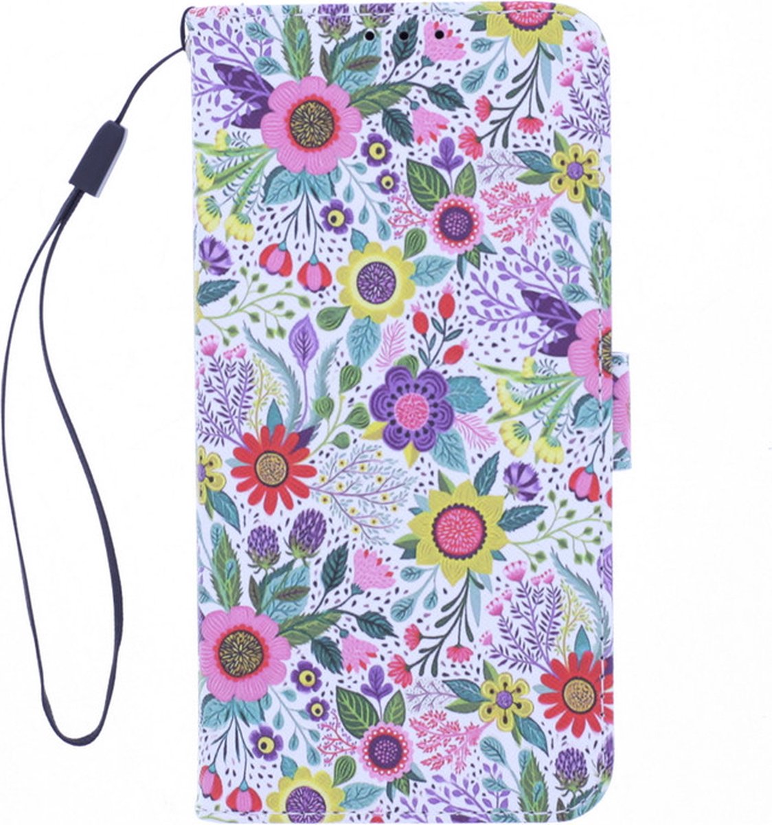 LuxeBass Boekhoesje met print geschikt voor Xiaomi Mi 11 Lite - Flowers - telefoonhoes - gsm hoes - telefoonhoesjes