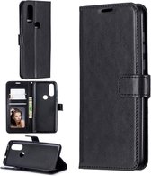 LuxeBass Hoesje geschikt voor Motorola Moto One Vision hoesje book case zwart - telefoonhoes - gsm hoes - telefoonhoesjes