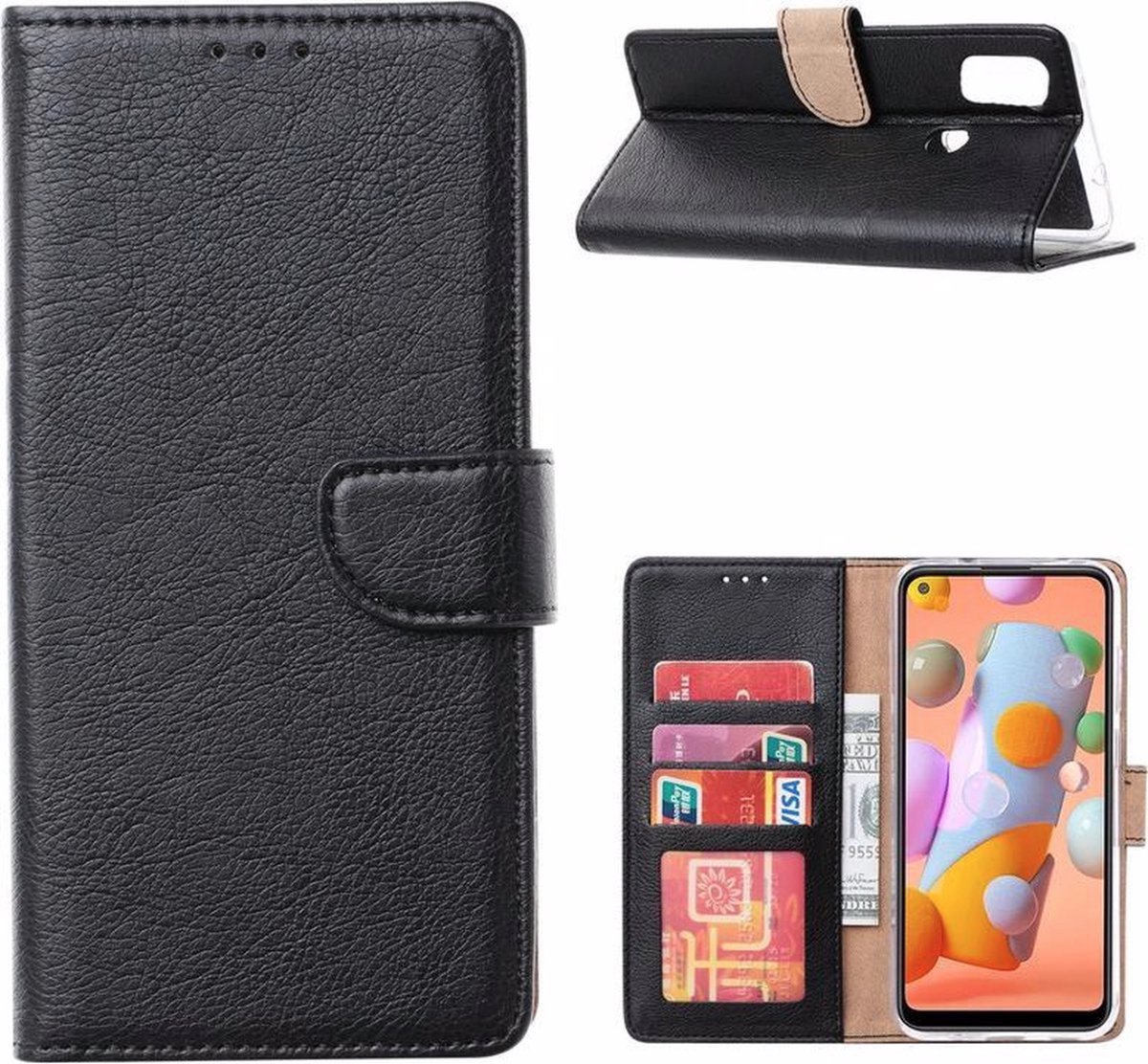 LuxeBass Hoesje geschikt voor Huawei P Smart Plus 2018 - Bookcase Zwart - portemonnee hoesje - telefoonhoes - gsm hoes - telefoonhoesjes