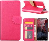 LuxeBass Hoesje geschikt voor Nokia 6.1 Plus - Bookcase Roze - portemonnee hoesje - telefoonhoes - gsm hoes - telefoonhoesjes