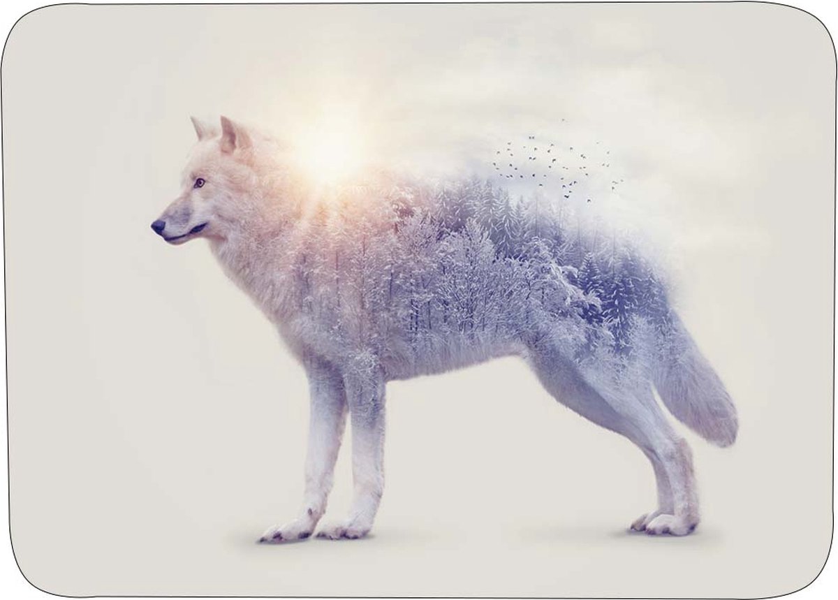 Muismat Wolf Rubber - Hoge kwaliteit foto van wolf - Muismat op polyester bedrukt - 25 x 19 cm - Anti-slip muismat - 5mm dik - Muismat met foto - heerlijk voor op je bureau