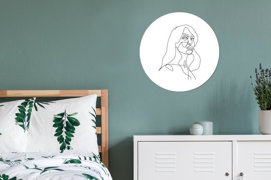 Illustration femme confiante sur fond blanc Assiette en plastique cercle mural ⌀ 60 cm - impression photo sur cercle mural / cercle vivant (décoration murale)