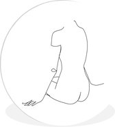 Illustration d'une femme assise sur fond blanc Assiette en plastique cercle mural ⌀ 30 cm - tirage photo sur cercle mural / cercle vivant (décoration murale)