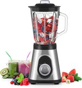 Blender Smoothie Maker, blender met 1,5 liter glazen behuizing, impuls-/ice-crush-functie voor Ice Crush, smoothie, juice, vaatwasmachinebestendig, roestvrij staal (700W, 27000U/mi