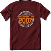 2007 Limited Edition Ring T-Shirt | Zilver - Goud | Grappig Verjaardag en Feest Cadeau Shirt | Dames - Heren - Unisex | Tshirt Kleding Kado | - Burgundy - M