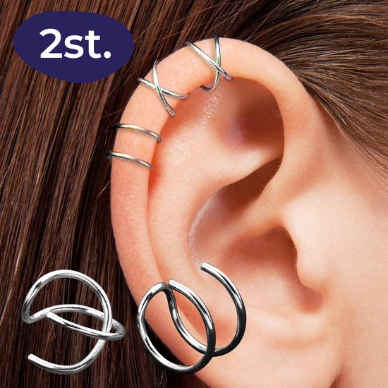 Set de 5 - Faux Helix Argent - Faux Piercing - Boucles d'oreilles