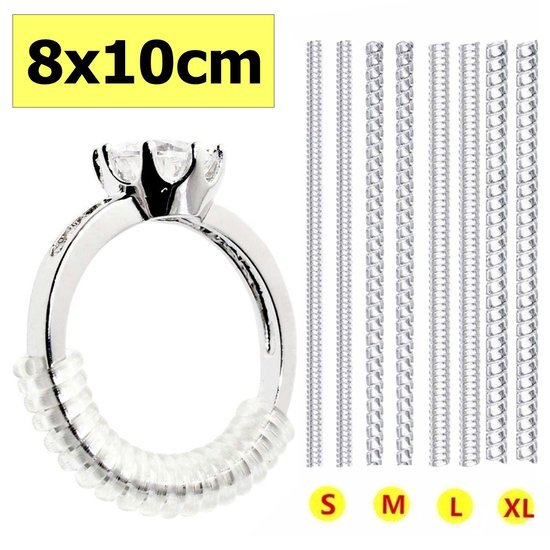 Fako Bijoux® - Ringverkleiner Set - Ring Verkleiner Onzichtbaar - 8x10cm - Transparant + GRATIS Zilverwerk Doekje