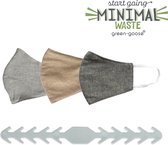 green-goose® Duurzame Ear Saver met 3 Hennepkatoen Mondkapjes | Biologisch Afbreekbaar | Mondkapjehouder gemaakt van in Nederland van Gerecycled Zacht Plastic