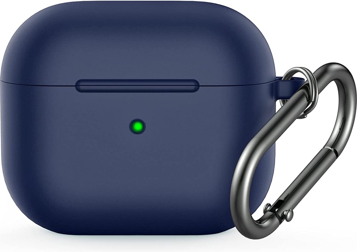 YONO Hoesje geschikt voor Apple Airpods 3 - Siliconen Soft Case met Clip - Donkerblauw
