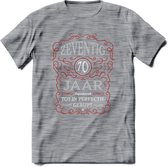 70 Jaar Legendarisch Gerijpt T-Shirt | Rood - Grijs | Grappig Verjaardag en Feest Cadeau Shirt | Dames - Heren - Unisex | Tshirt Kleding Kado | - Donker Grijs - Gemaleerd - XL