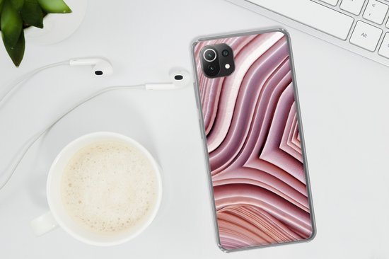 Coque Xiaomi 11T - Pierres naturelles - Rose - Gros plan - Siliconen