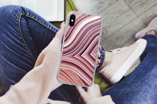 Coque iPhone Xs Max - Pierres Naturelles - Rose - Gros plan - Coque de téléphone en Siliconen