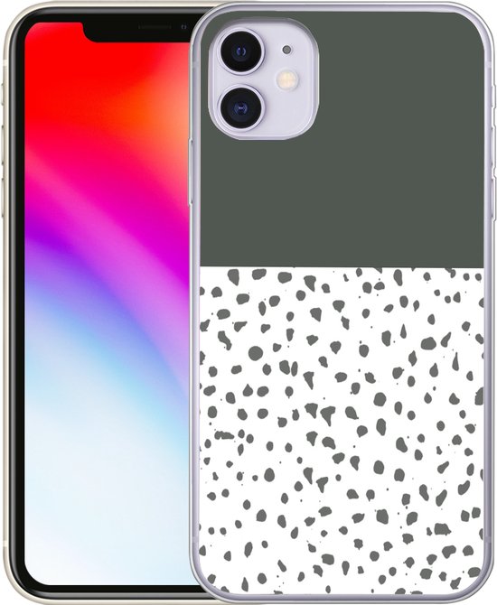 Coque iPhone 11 - Pois - Grijs - Wit - Siliconen