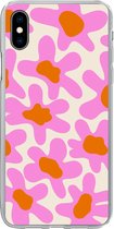 Telefoonhoesje Geschikt voor iPhone Xs Max hoesje - Bloem - Roze - Patronen - Siliconen Telefoonhoesje - Verjaardag cadeau tiener
