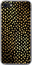Geschikt voor iPhone 7 hoesje - Stippen - Goud - Zwart - Siliconen Telefoonhoesje