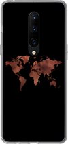Geschikt voor OnePlus 7 Pro hoesje - Wereldkaart - Leer - Zwart - Siliconen Telefoonhoesje