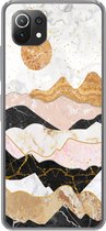 Telefoonhoesje Geschikt voor Xiaomi Mi 11 Lite hoesje - Marmer print - Goud - Pastel - Siliconen Telefoonhoesje