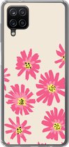 Geschikt voor Samsung Galaxy A12 hoesje - Bloemen - Patroon - Minimalisme - Siliconen Telefoonhoesje