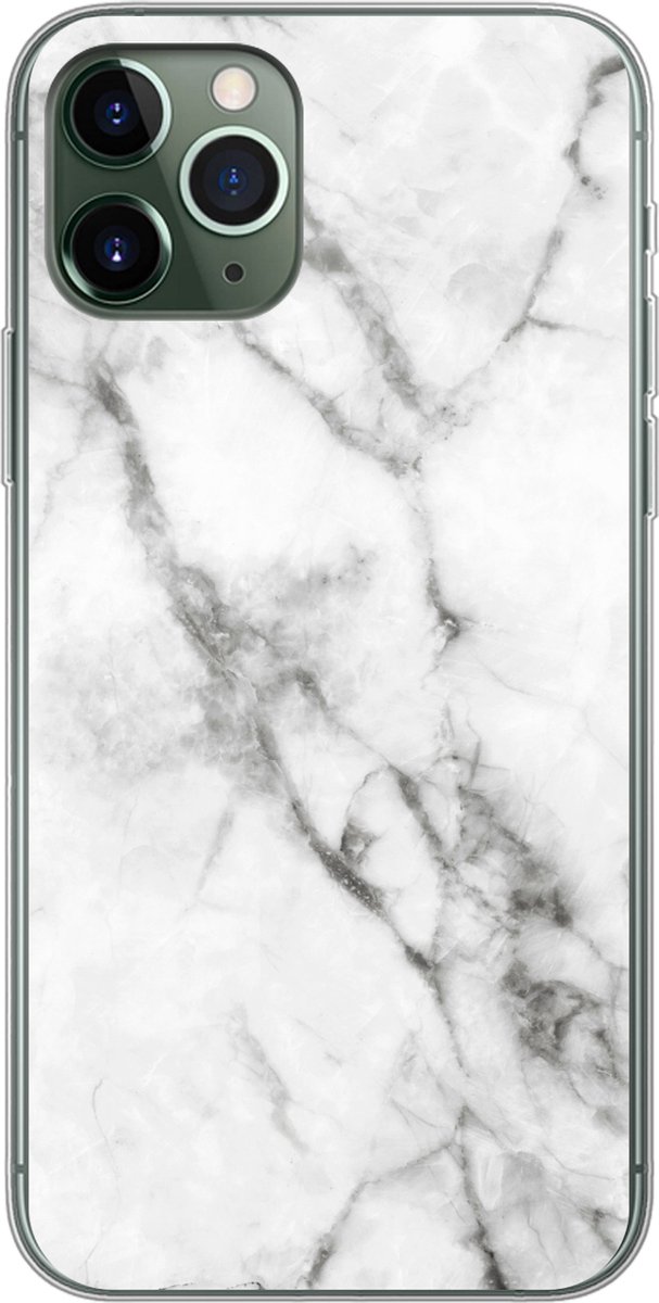 Telefoonhoesje Geschikt voor iPhone 11 Pro hoesje - Marmer print - Luxe - Wit - Siliconen Telefoonhoesje Telefoonhoesje