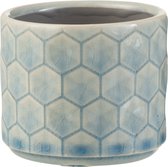 J-Line Bloempot Ruit Keramiek Blauw Extra Small Set van 10 stuks