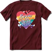 Born This Way | Pride T-Shirt | Grappig LHBTIQ+ / LGBTQ / Gay / Homo / Lesbi Cadeau Shirt | Dames - Heren - Unisex | Tshirt Kleding Kado | - Burgundy - XL