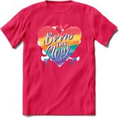Born This Way | Pride T-Shirt | Grappig LHBTIQ+ / LGBTQ / Gay / Homo / Lesbi Cadeau Shirt | Dames - Heren - Unisex | Tshirt Kleding Kado | - Roze - XXL