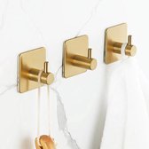 *** 4 Zelfklevende Handdoekhaakjes - Goud kleurig - Badkamer of Keuken - Handdoekhaak Goud - van Heble® ***