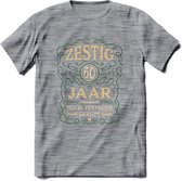 60 Jaar Legendarisch Gerijpt T-Shirt | Mos - Ivoor | Grappig Verjaardag en Feest Cadeau Shirt | Dames - Heren - Unisex | Tshirt Kleding Kado | - Donker Grijs - Gemaleerd - 3XL