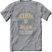 10 Jaar Legendarisch Gerijpt T-Shirt | Mos - Ivoor | Grappig Verjaardag en Feest Cadeau Shirt | Dames - Heren - Unisex | Tshirt Kleding Kado | - Donker Grijs - Gemaleerd - 3XL