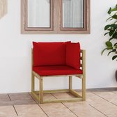 Decoways - Tuinhoekbank met kussens groen geïmpregneerd grenenhout