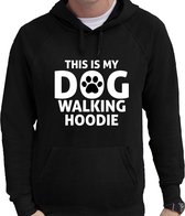 This is my dog walking hoodie Fun tekst hoodie / trui zwart voor heren - Fun tekst luie dag/chillen hooded sweater - Honden thema kleding M