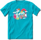 Love is Love | Pride T-Shirt | Grappig LHBTIQ+ / LGBTQ / Gay / Homo / Lesbi Cadeau Shirt | Dames - Heren - Unisex | Tshirt Kleding Kado | - Blauw - 3XL