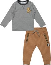 Dirkje - kledingset - 2delig - Broek Faded Brown - Shirt gestreept - Maat 80