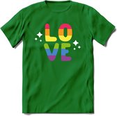 Love | Pride T-Shirt | Grappig LHBTIQ+ / LGBTQ / Gay / Homo / Lesbi Cadeau Shirt | Dames - Heren - Unisex | Tshirt Kleding Kado | - Donker Groen - XXL