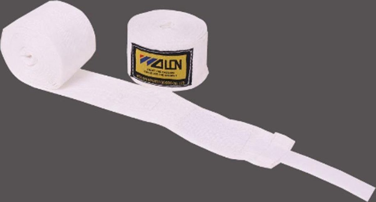 *** Bandage Wit 2 rollen 2.5meter Katoen  - Wit - Boksen -MMA -Thai en Kickboksen- Vechtsport - Heble® ***