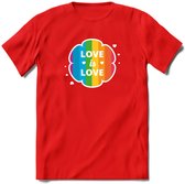 Love Is Love | Pride T-Shirt | Grappig LHBTIQ+ / LGBTQ / Gay / Homo / Lesbi Cadeau Shirt | Dames - Heren - Unisex | Tshirt Kleding Kado | - Rood - S