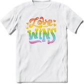 Love Wins | Pride T-Shirt | Grappig LHBTIQ+ / LGBTQ / Gay / Homo / Lesbi Cadeau Shirt | Dames - Heren - Unisex | Tshirt Kleding Kado | - Wit - S